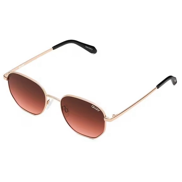 QUAY Big Time Sunglasses Rose Gold Frame Brown Pink Gradient Lens Unisex NWT - Picture 4 of 9